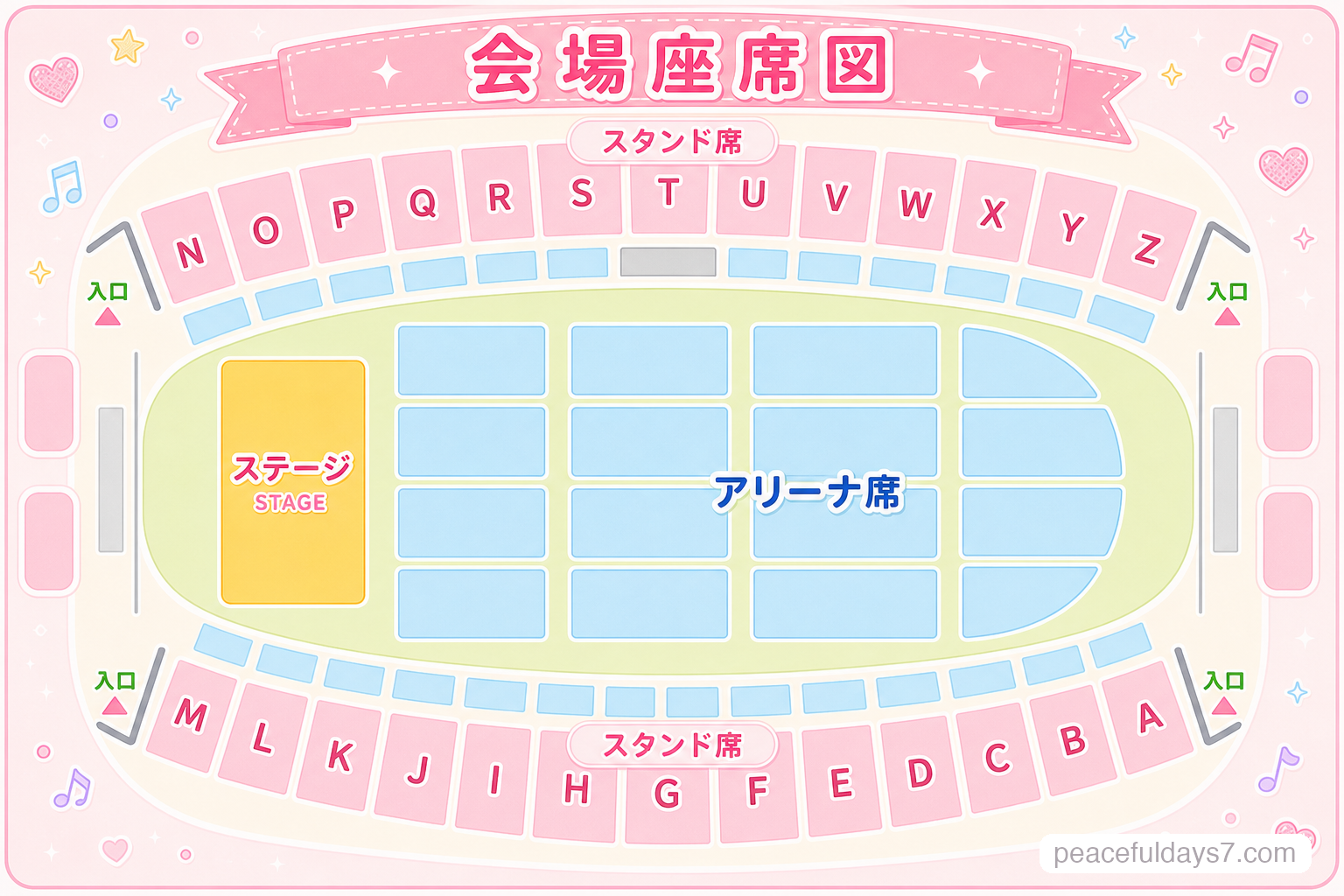 宮城セキスイハイムスーパーアリーナ 座席構成イメージ図（当サイト作成オリジナル）