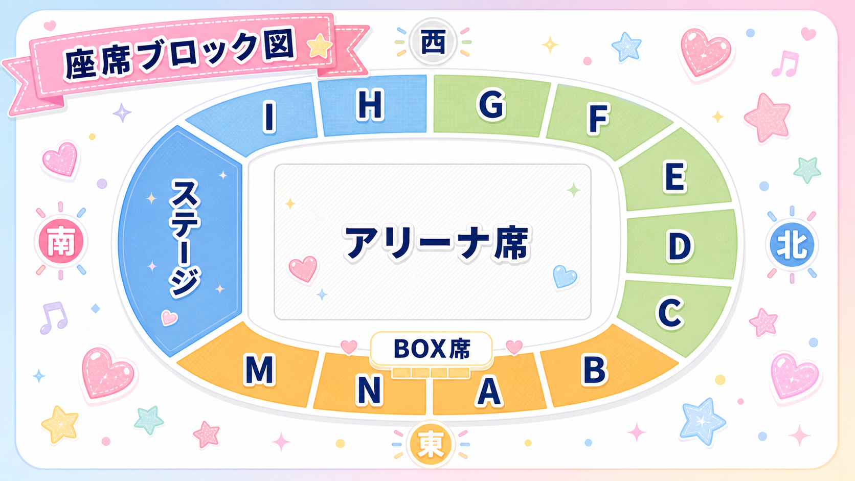 大阪城ホール 座席エリア図（パターンB）